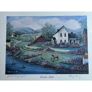 VTG Lim Edition Mary Ann Vessey Artist Proof Print Signed 20/25 Cherokee's Bath 